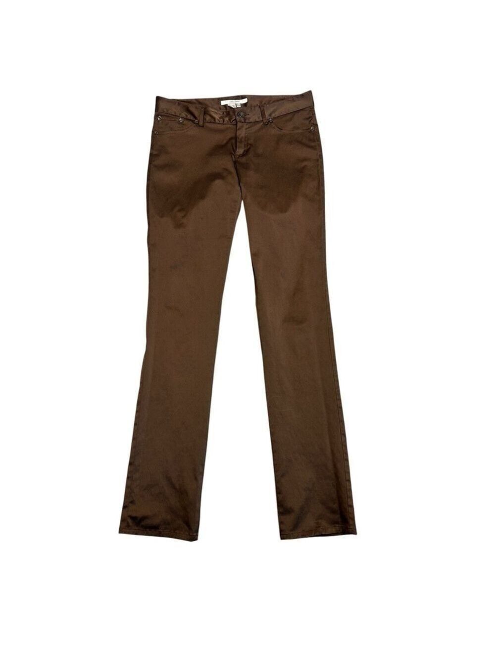 Zara Basic brown satin effect straight leg Pants Size 6